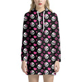Girly Emo Skull Pattern Print Pullover Hoodie Dress