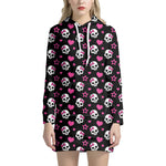 Girly Emo Skull Pattern Print Hoodie Dress