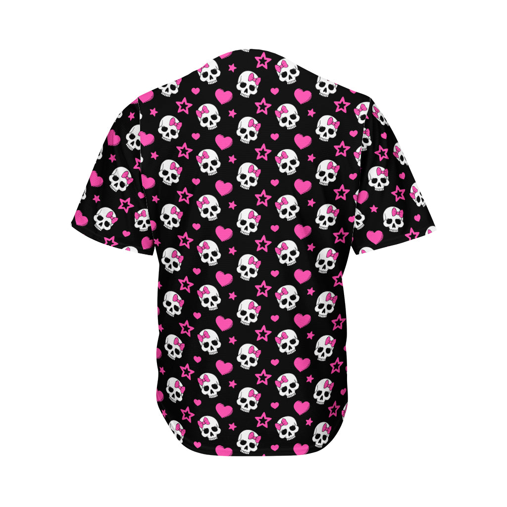 Girly Emo Skull Pattern Print Men's Baseball Jersey