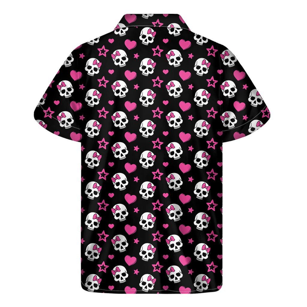 Girly Emo Skull Pattern Print Men's Short Sleeve Shirt