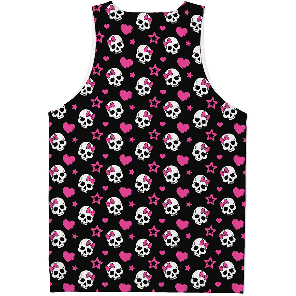 Girly Emo Skull Pattern Print Men's Tank Top