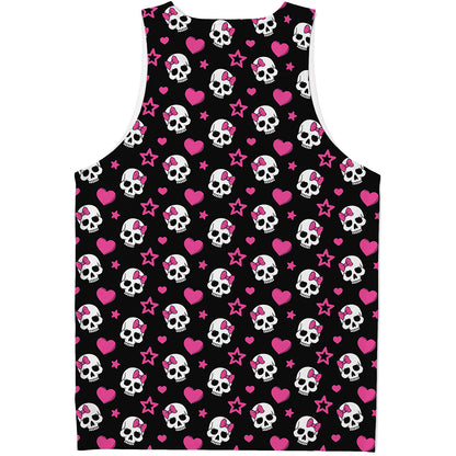 Girly Emo Skull Pattern Print Men's Tank Top