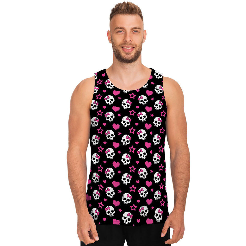 Girly Emo Skull Pattern Print Men's Tank Top