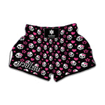 Girly Emo Skull Pattern Print Muay Thai Boxing Shorts