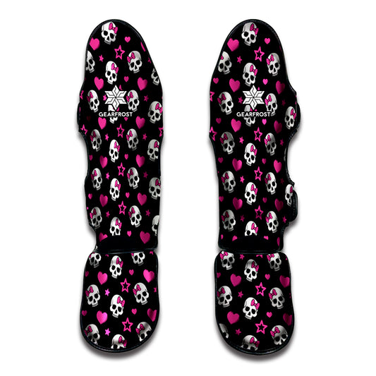 Girly Emo Skull Pattern Print Muay Thai Shin Guard