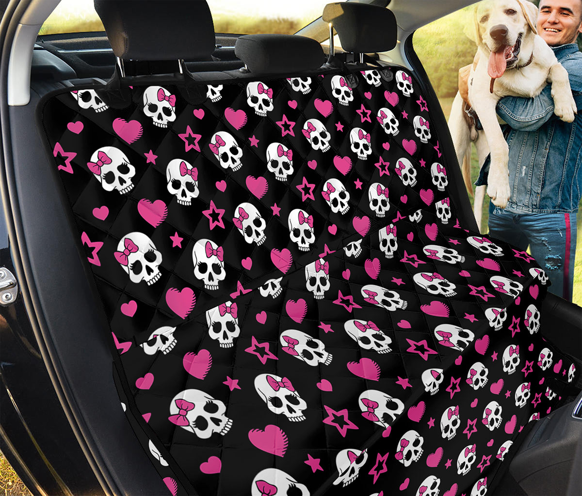 Girly Emo Skull Pattern Print Pet Car Back Seat Cover