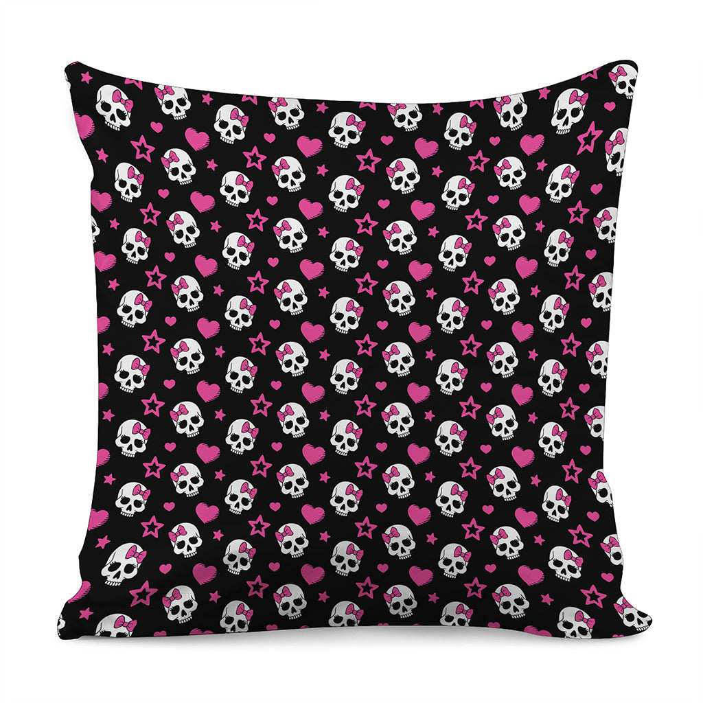 Girly Emo Skull Pattern Print Pillow Cover
