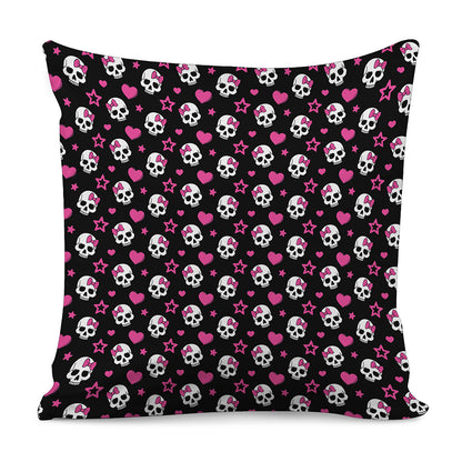Girly Emo Skull Pattern Print Pillow Cover