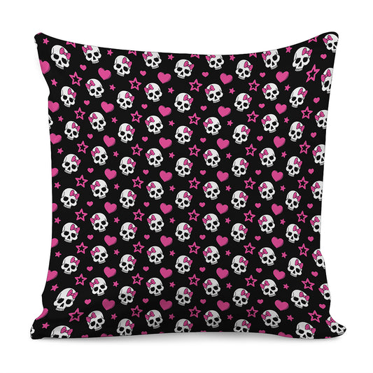 Girly Emo Skull Pattern Print Pillow Cover
