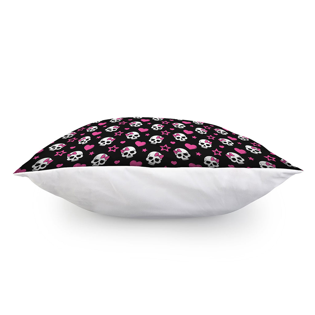 Girly Emo Skull Pattern Print Pillow Cover