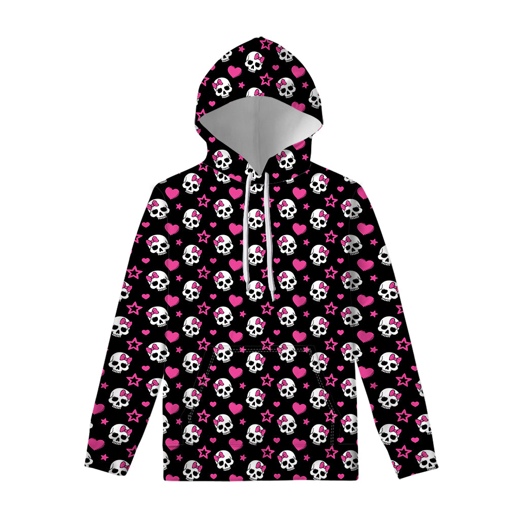 Girly Emo Skull Pattern Print Pullover Hoodie