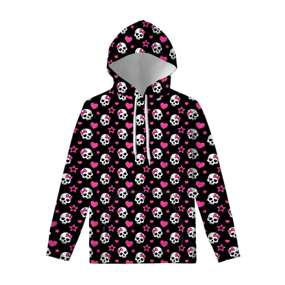 Girly Emo Skull Pattern Print Pullover Hoodie