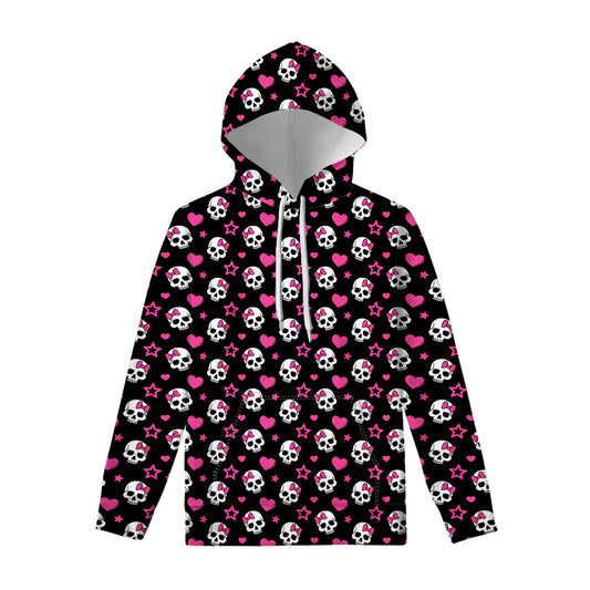 Girly Emo Skull Pattern Print Pullover Hoodie
