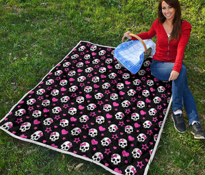 Girly Emo Skull Pattern Print Quilt