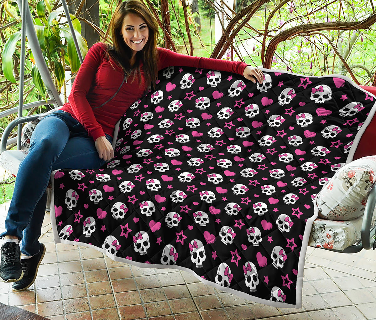 Girly Emo Skull Pattern Print Quilt