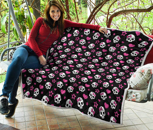 Girly Emo Skull Pattern Print Quilt