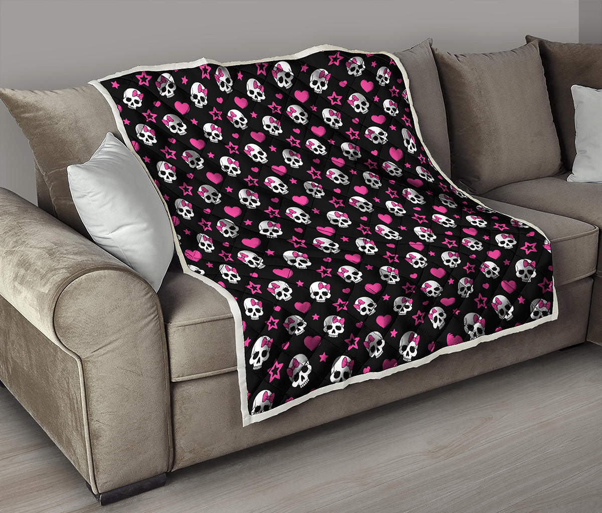 Girly Emo Skull Pattern Print Quilt