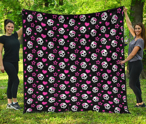 Girly Emo Skull Pattern Print Quilt