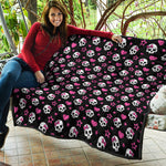 Girly Emo Skull Pattern Print Quilt