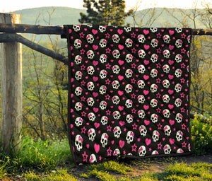 Girly Emo Skull Pattern Print Quilt