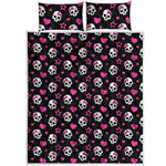 Girly Emo Skull Pattern Print Quilt Bed Set