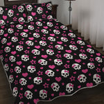 Girly Emo Skull Pattern Print Quilt Bed Set
