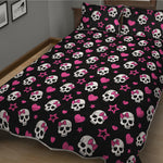 Girly Emo Skull Pattern Print Quilt Bed Set