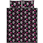 Girly Emo Skull Pattern Print Quilt Bed Set