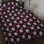 Girly Emo Skull Pattern Print Quilt Bed Set
