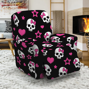 Girly Emo Skull Pattern Print Recliner Slipcover