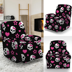 Girly Emo Skull Pattern Print Recliner Slipcover