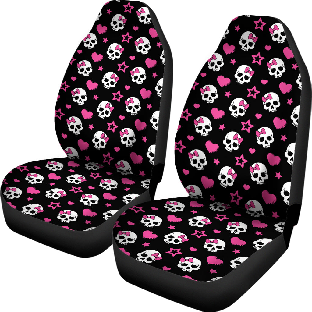 Girly Emo Skull Pattern Print Universal Fit Car Seat Covers