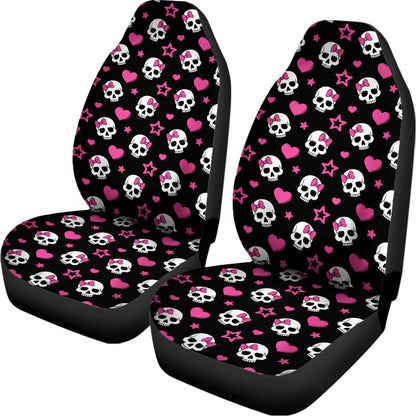Girly Emo Skull Pattern Print Universal Fit Car Seat Covers