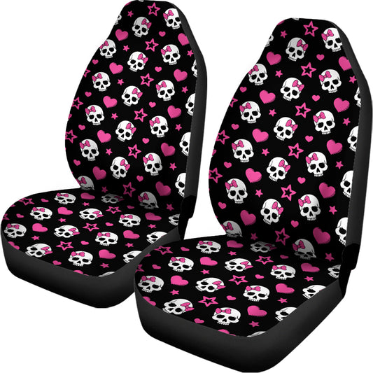 Girly Emo Skull Pattern Print Universal Fit Car Seat Covers