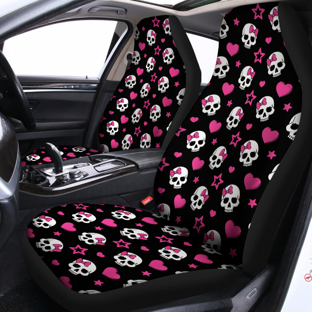 Girly Emo Skull Pattern Print Universal Fit Car Seat Covers