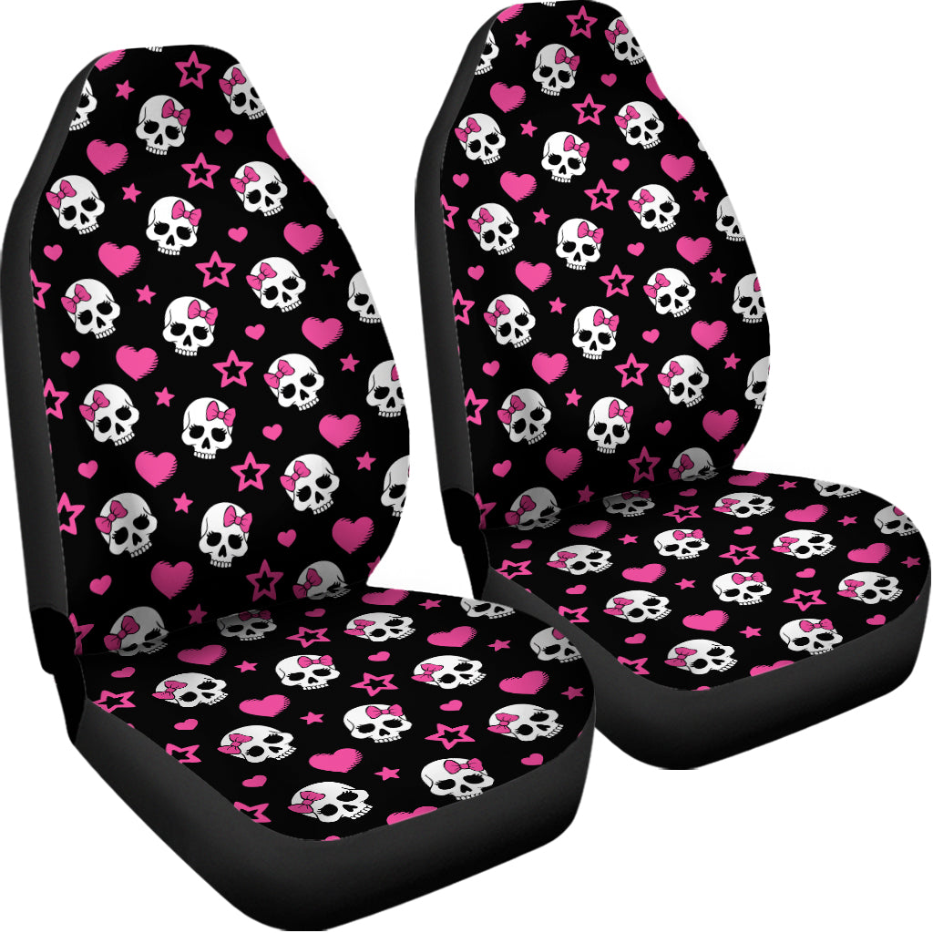 Girly Emo Skull Pattern Print Universal Fit Car Seat Covers