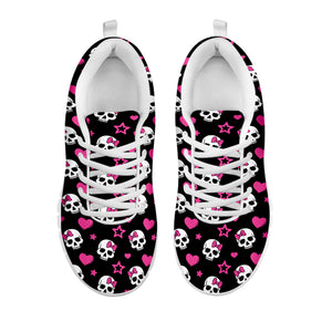 Girly Emo Skull Pattern Print White Sneakers