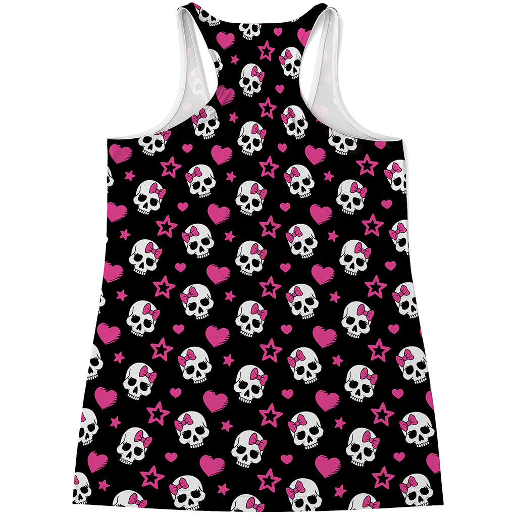 Girly Emo Skull Pattern Print Women's Racerback Tank Top