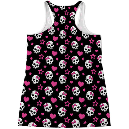 Girly Emo Skull Pattern Print Women's Racerback Tank Top