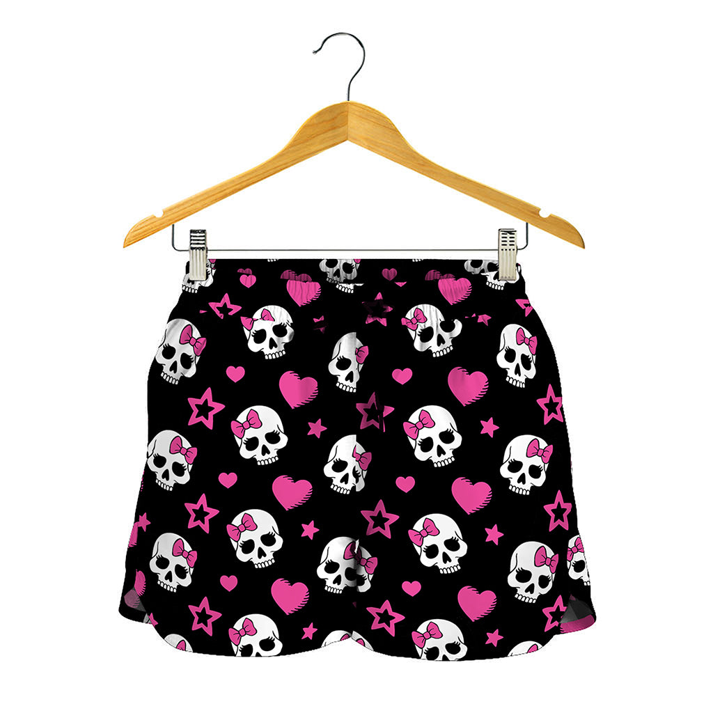 Girly Emo Skull Pattern Print Women's Shorts