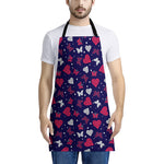 Girly Heart And Butterfly Pattern Print Apron