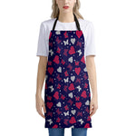 Girly Heart And Butterfly Pattern Print Apron