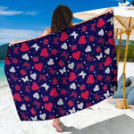 Girly Heart And Butterfly Pattern Print Beach Sarong Wrap