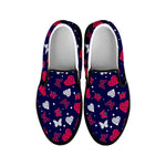 Girly Heart And Butterfly Pattern Print Black Slip On Shoes