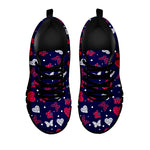 Girly Heart And Butterfly Pattern Print Black Sneakers