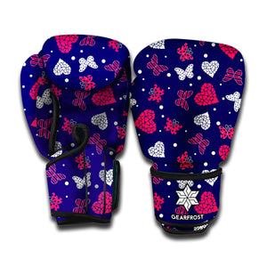 Girly Heart And Butterfly Pattern Print Boxing Gloves