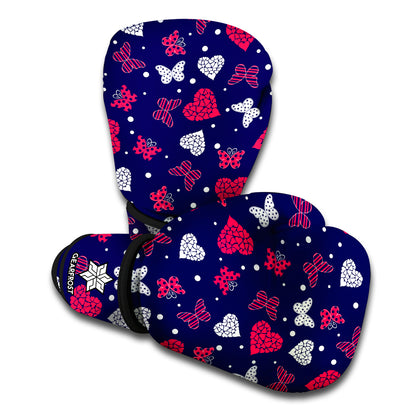 Girly Heart And Butterfly Pattern Print Boxing Gloves