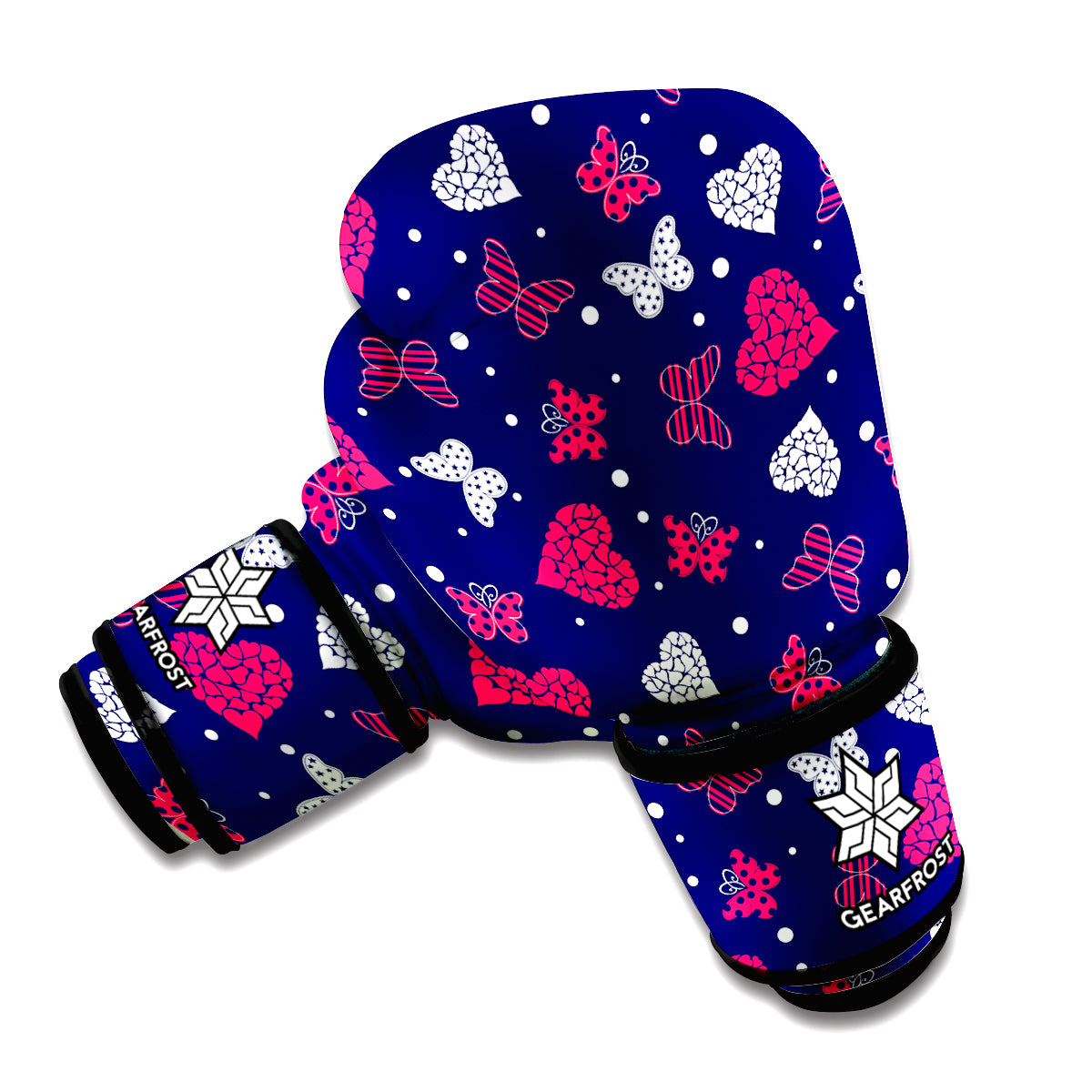Girly Heart And Butterfly Pattern Print Boxing Gloves