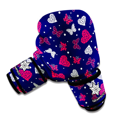 Girly Heart And Butterfly Pattern Print Boxing Gloves