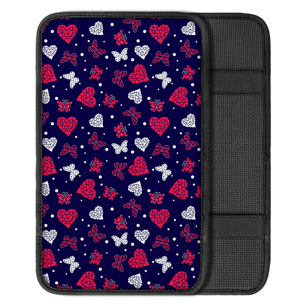 Girly Heart And Butterfly Pattern Print Car Center Console Cover